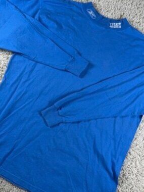 Reebok NFL Detroit Lions Mens Size L Royal Blue Long Sleeve Mock Neck Shirt